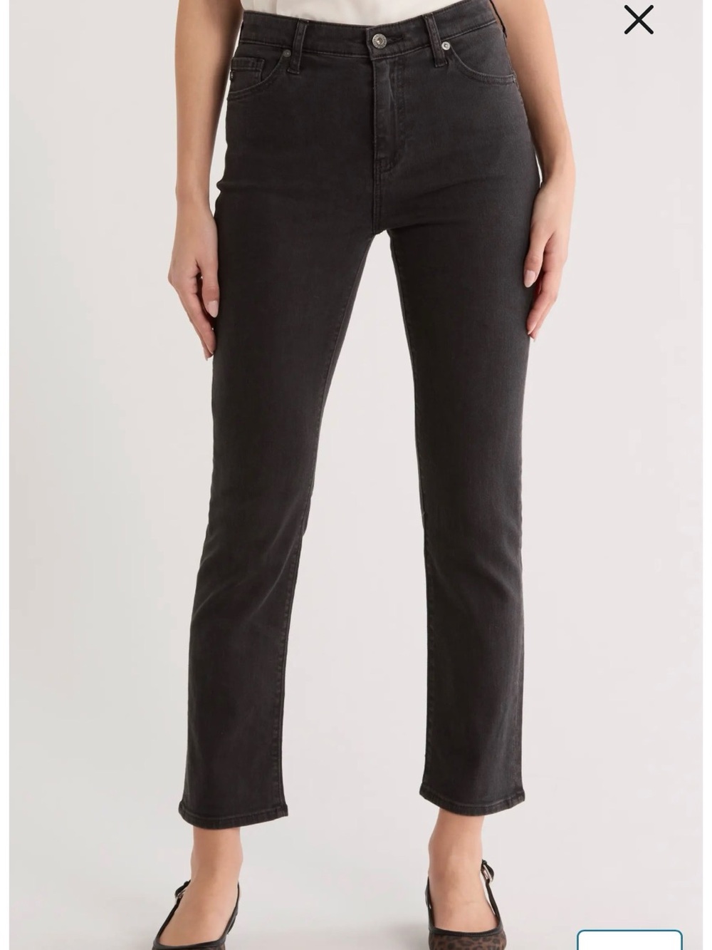 AG High-Rise Straight Leg Women’s Jeans in Charcoal Black